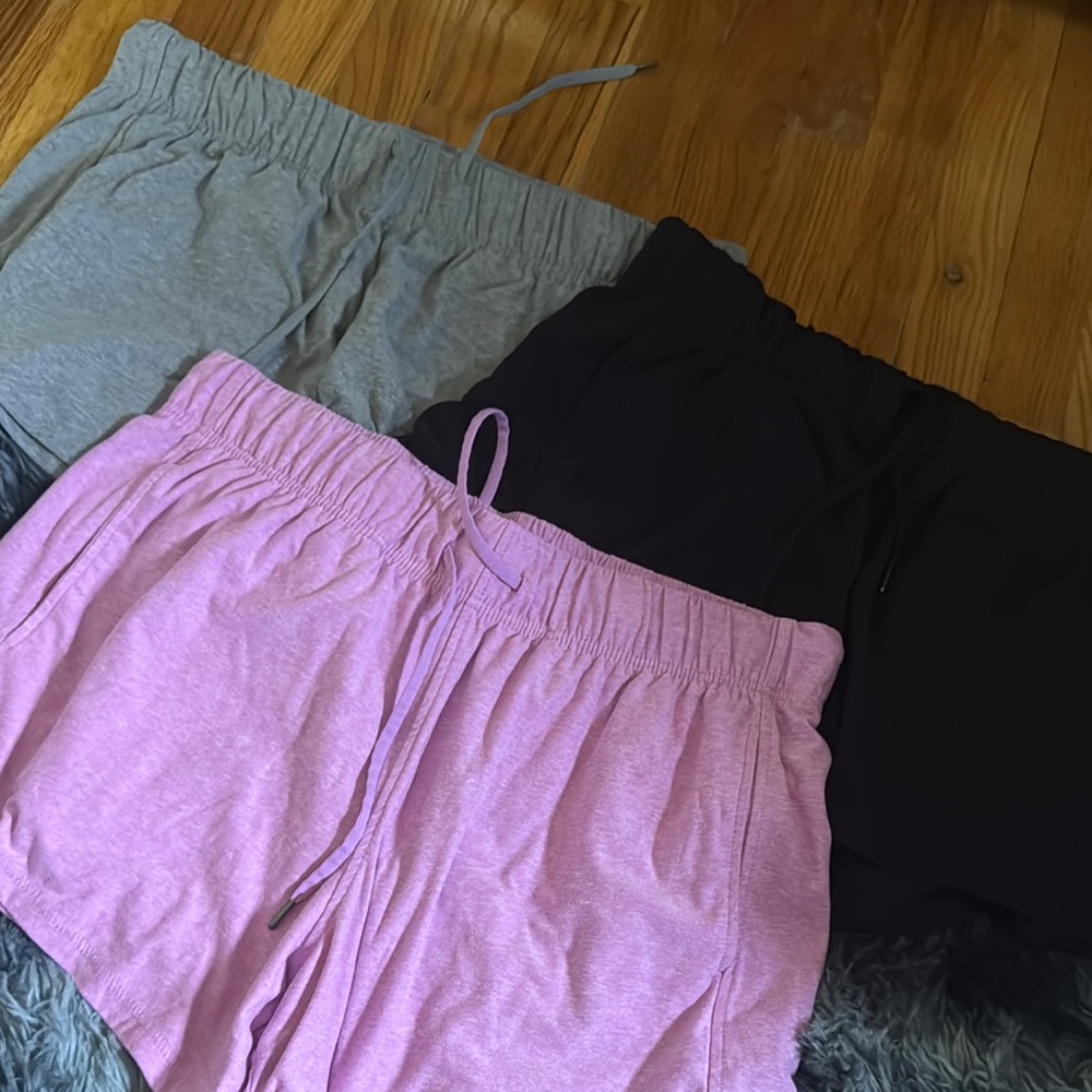 Women's Set of Three Casual Shorts - Gray, Black, and Pink